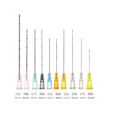 canules cutanées injectables 21g de remplisseur de canule d'extrémité franche de 50mm 70mm