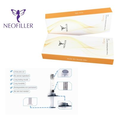 Filler cutané à l'acide hyaluronique transparent Longévité de 9 à 12 mois Concentration 24 mg/ml