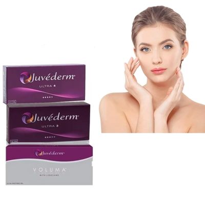 Gel injectable de comblement dermique Juvederm avec acide hyaluronique réticulé pour une durée de 6 à 9 mois en seringue de 2 ml