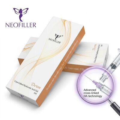 Remplisseur cutané d'acide hyaluronique biocompatible dans un volume de seringue de 1 ml avec une validité de 24 mois pour le rajeunissement du visage