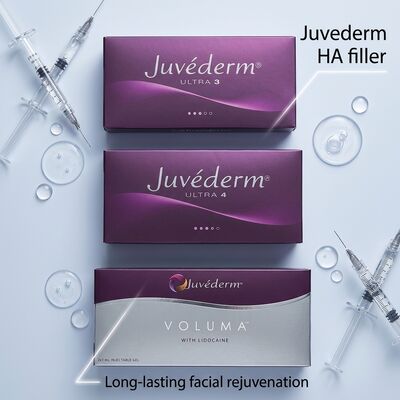 Formulation de gel Juvederm Dermal Filler 2 fois 1 ml de volume profondeur d'injection hypodermique adaptée aux applications médicales cosmétiques