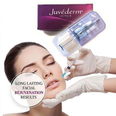 Gel Juvederm dermique de remplissage, seringue de 1 ml, site d'injection faciale, idéal pour les procédures de rajeunissement du visage et de restauration du volume