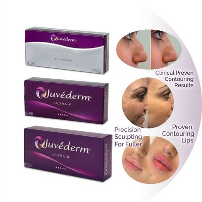 Gel Juvederm dermique de remplissage, seringue de 1 ml, site d'injection faciale, idéal pour les procédures de rajeunissement du visage et de restauration du volume