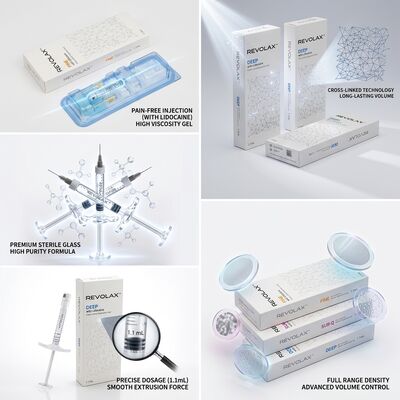 Revolax Remplisseur glabellaire fin Remplisseur cutané à l' acide hyaluronique monophasique 1,1 ml pour la correction des frown lines