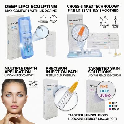 Revolax Sub-Q Chin Filler Acide Hyaluronique Monophasique Réticulé Dermal Filler 1.1ml pour Augmentation du Menton