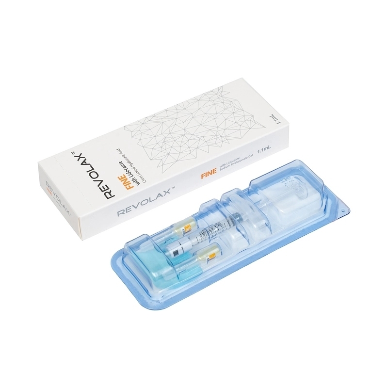 1.1 ml de remplisseur cutané Revolax avec 24 mg/ ml de concentration HA pendant 9 à 12 mois Injection d' acide hyaluronique anti-rides
