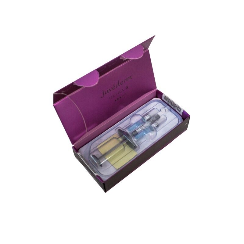 Produit de comblement dermique Juvederm pour le visage à l'acide hyaluronique, conçu pour améliorer l'élasticité de la peau et réduire les signes du vieillissement du visage