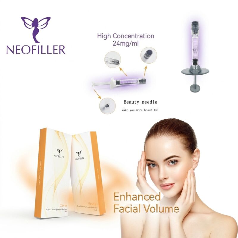 Seringuette stérile de 1 ml d' acide hyaluronique Remplisseur cutané Biocompatible Gel injectable croisé 24 mois